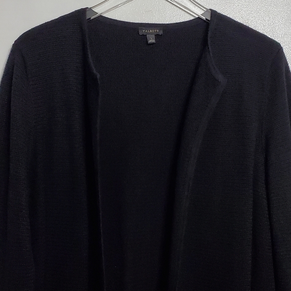 Talbots large knit long line open cardigan sweater black long sleeve whimsygoth - Picture 6 of 12
